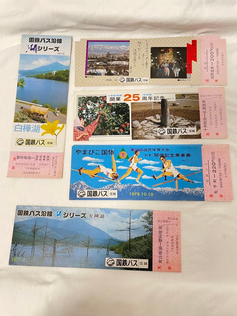 【未使用保管品】昭和50年代急行券　国鉄バス　記念切符　乗車券まとめ売り　見本