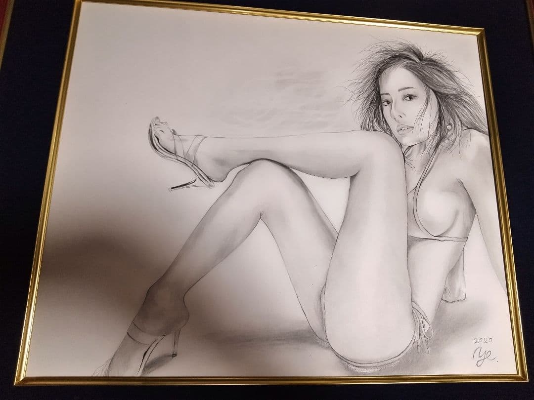 絵画、8F、裸婦、美人画、ハイヒールk、額縁、真作、高塚省吾、森本草介、肉筆。。