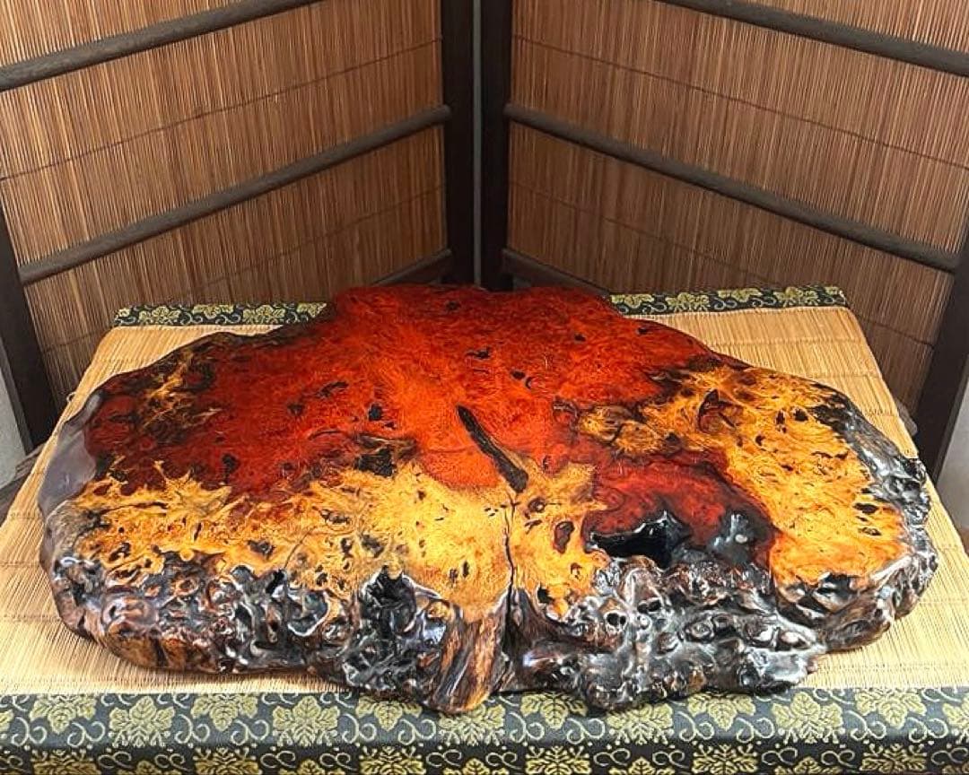 天然時代木 花梨 玉杢 美杢 瘤 花台 香台 盆栽台 敷板 46㎝