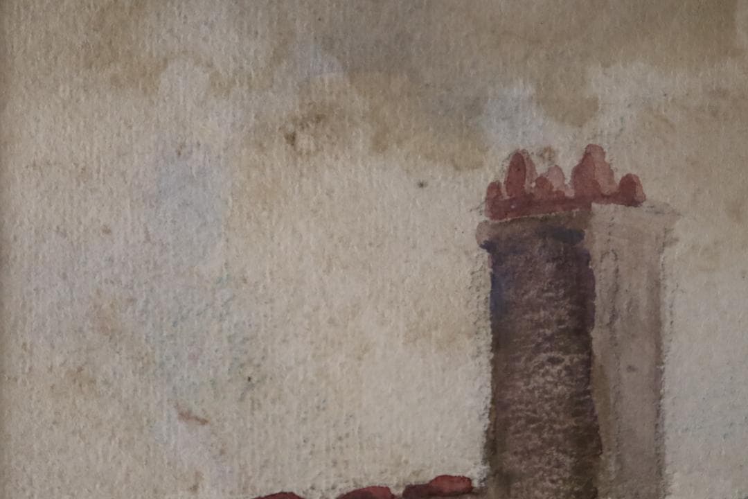 真作保証 三宅克己 風景画 水彩5号 タトウ箱 油彩技法を用いて水彩表現の開拓者
