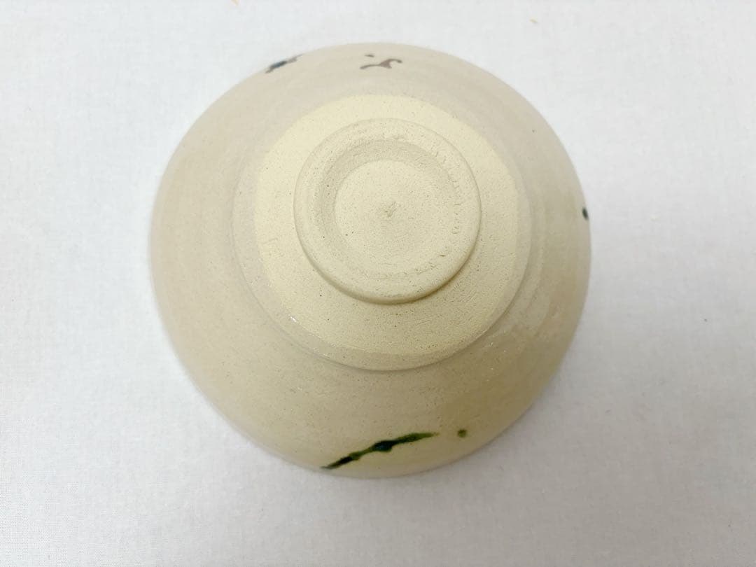 未使用 茶道具 川本了生作 弥七田織部 馬盥茶碗 陶印 煎茶道具 馬盥型 共箱