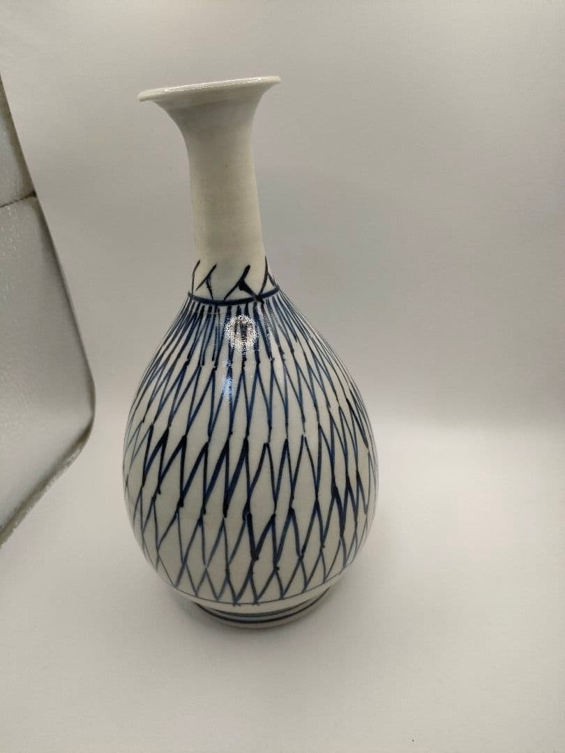 骨董　伊万里　染付　網文　徳利　一輪挿し