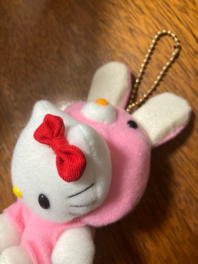 貴重 ハローキティ うさぎ着ぐるみマスコットキーホルダーサンリオ 98年レトロ