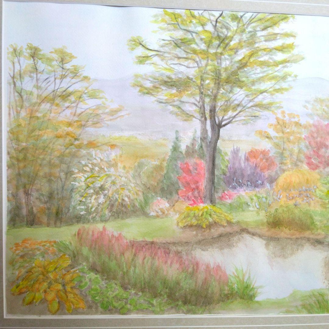 水彩画・風景画・秋の風景・自筆