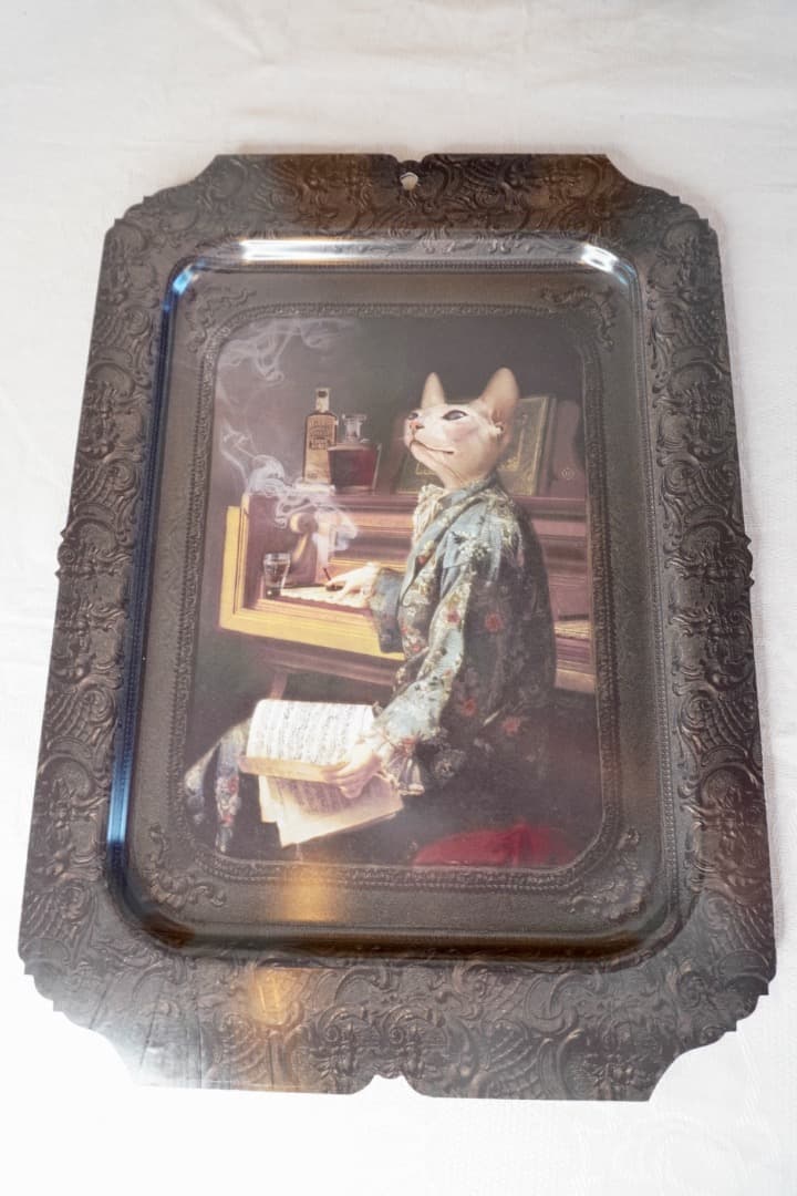 フランス製 トレー cat lady smoking playing piano