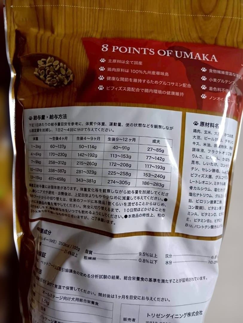 うまか プレミアムドッグフード 1.5kg 6袋セット