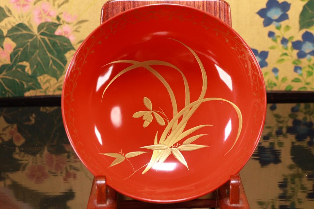 BJ121　時代輪島塗　四君子図蒔絵　吸物椀　二客　木製　茶道具 懐石 菓子