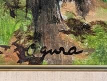 【真作】絵画　油彩8号　木立の向こうの白い家　異国情緒あふれる風景画　W93