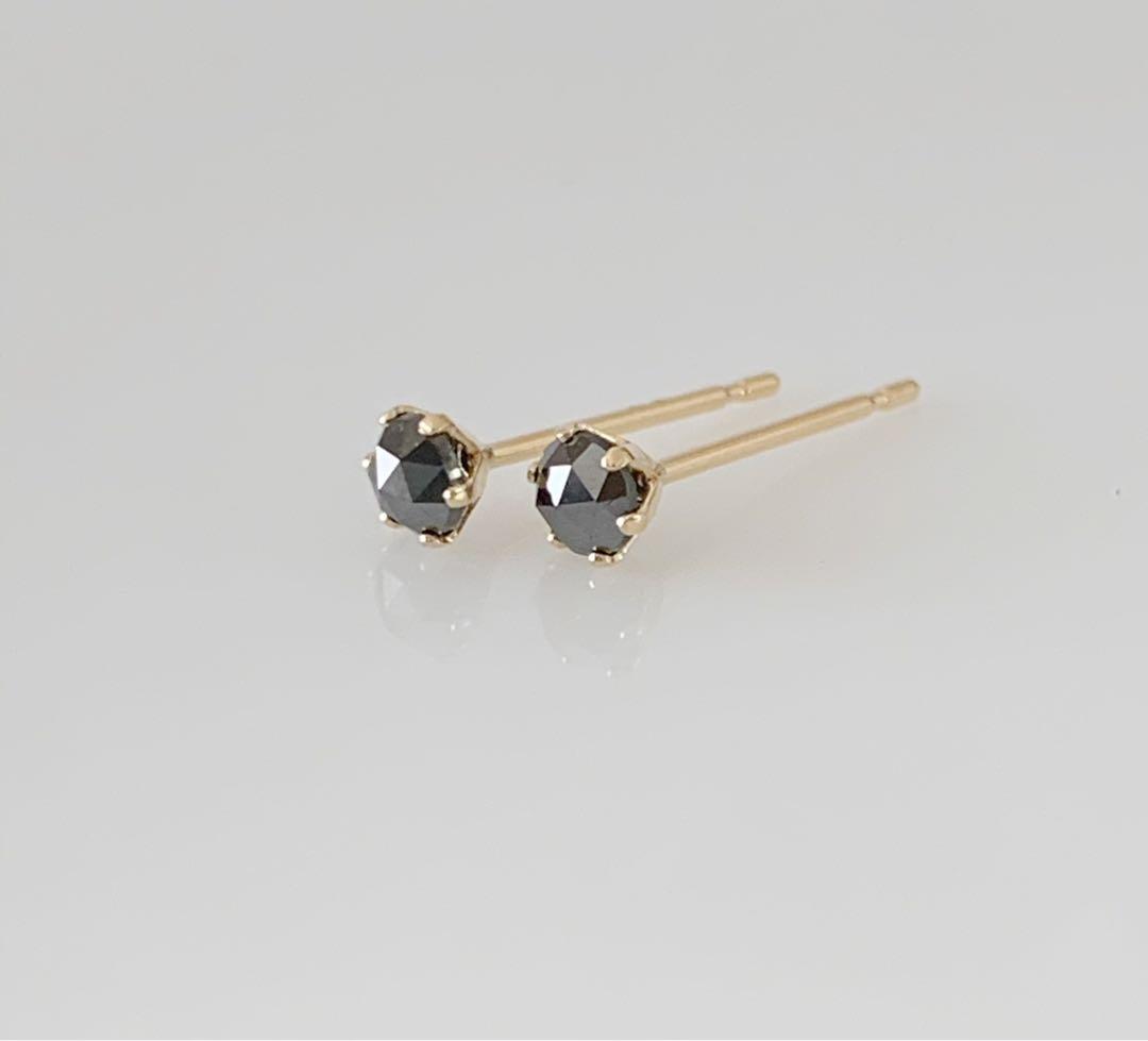 K18 ブラックダイヤモンド 0.20ct ローズカットピアス！