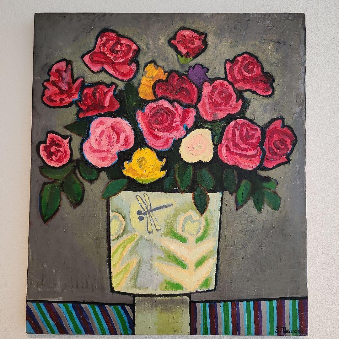 田渕眞兒　油絵　油彩画　薔薇シリーズ　花　No.8-5-s