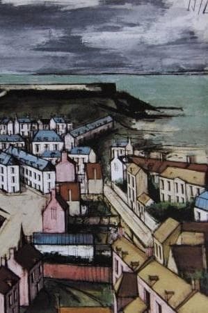 ベルナール・ビュッフェ「Saint-Servan」希少画集の額装画、人気作品