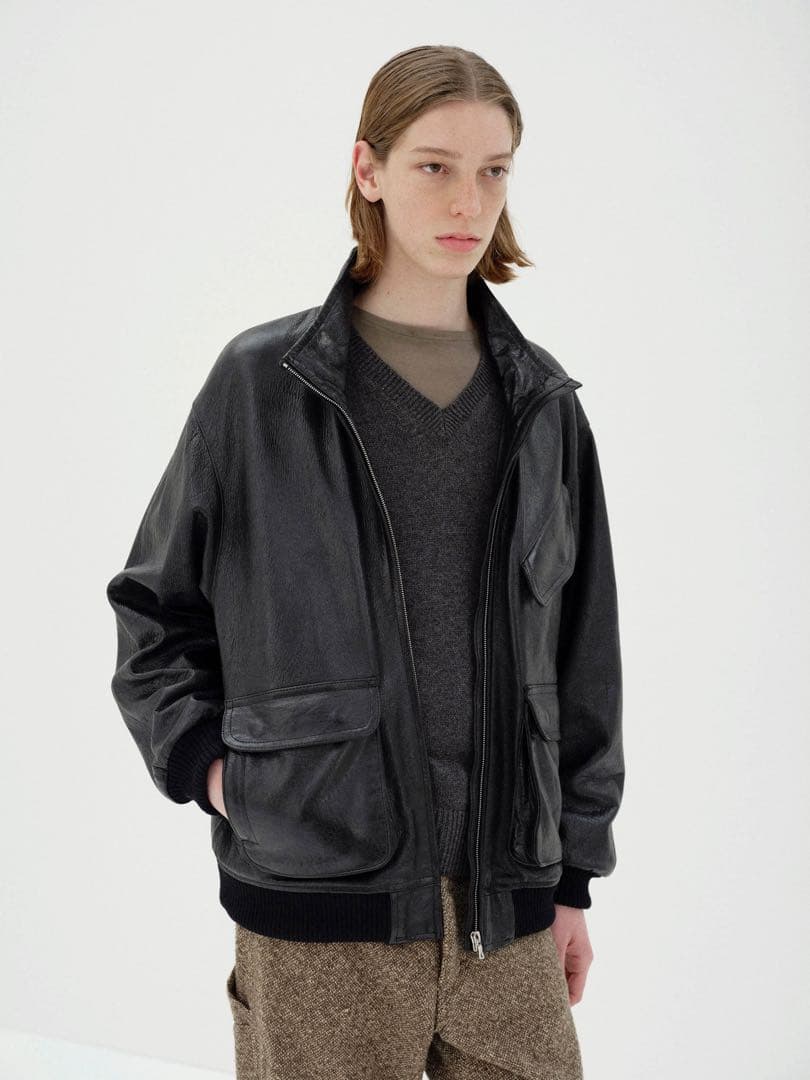 オーラリー 25AW LAMB LEATHER ZIP BLOUSON 3
