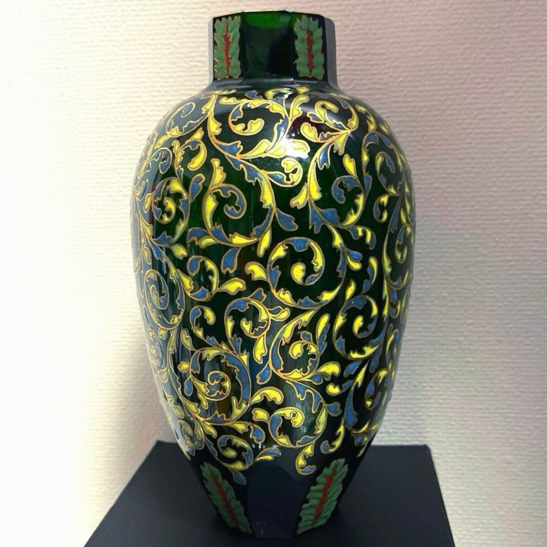 窯彩硝子 花瓶　アンティーク雑貨　ガラス工芸品