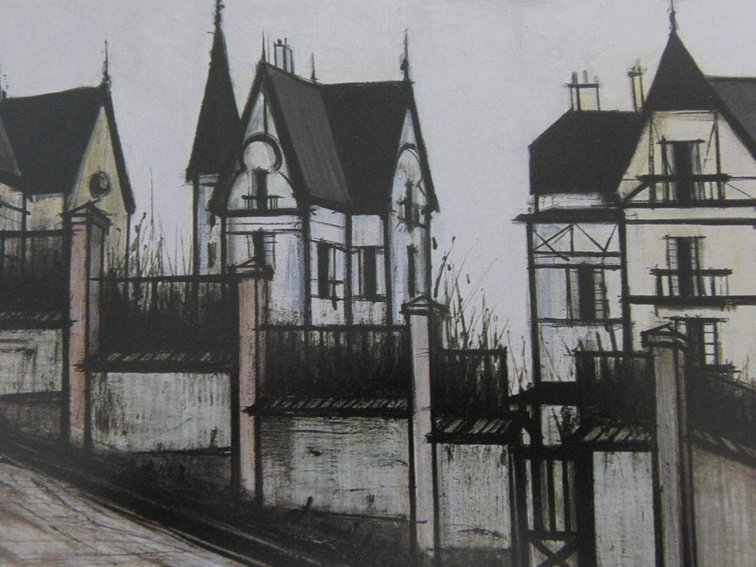 ベルナール・ビュッフェ「Villas a Saint-Cast」希少画集の額装画