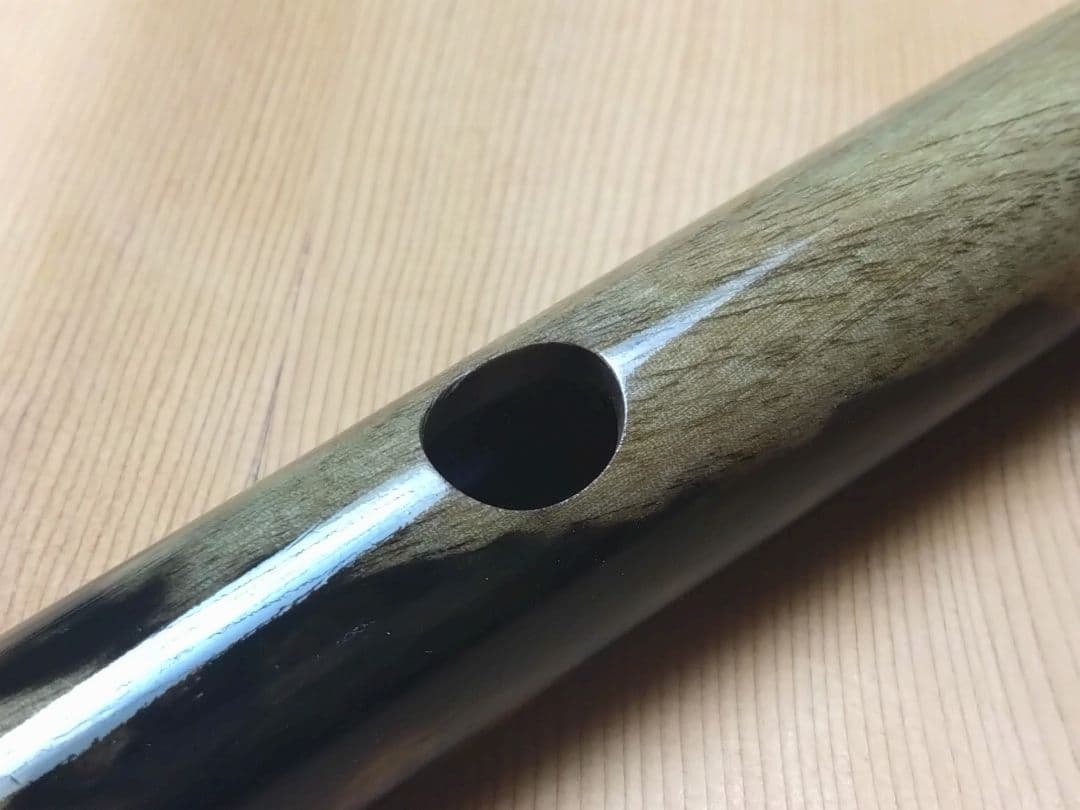 【ハンドメイド品】黒柿　笛　横笛　和楽器　7本調子　ドレミ調　一点物　未使用品①