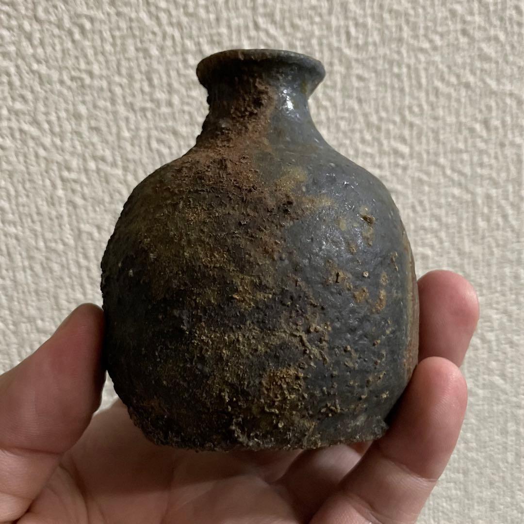 SNT12 古伊賀蹲花入　古伊賀　掛花入　茶道具　一輪挿 蹲 茶道具 蔵の整理品