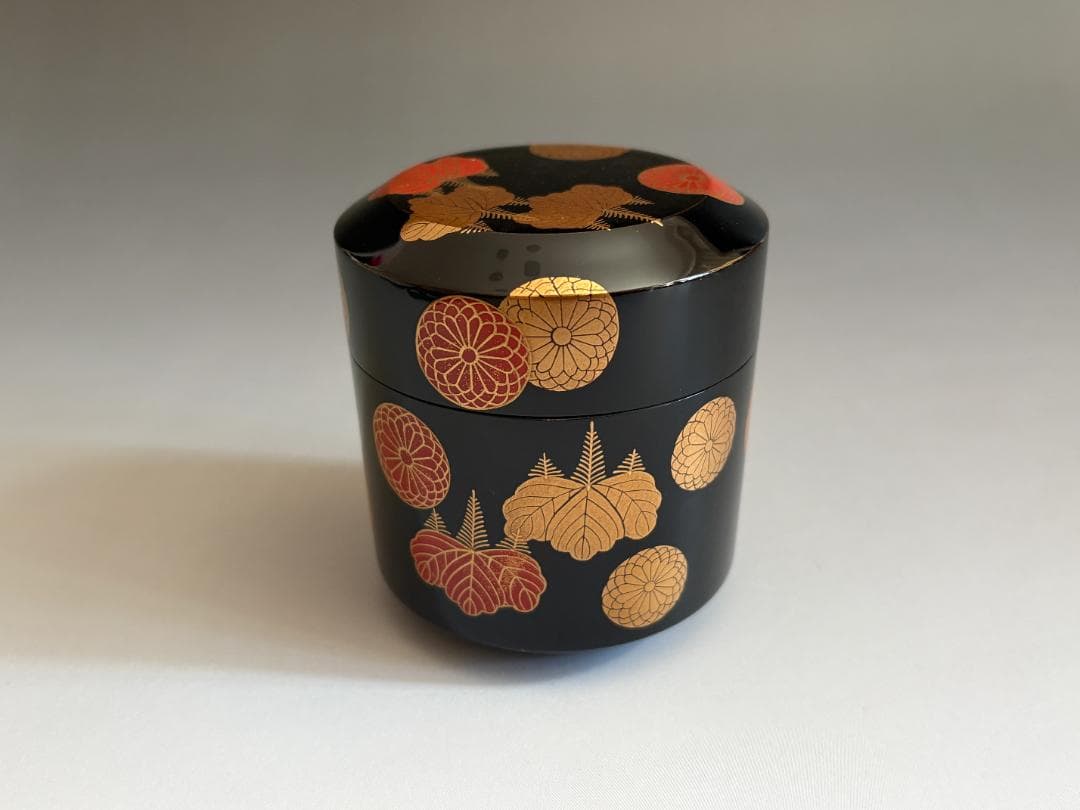 薄茶器　前端春斎　黒雪吹　高台寺蒔絵　内黒　茶道具