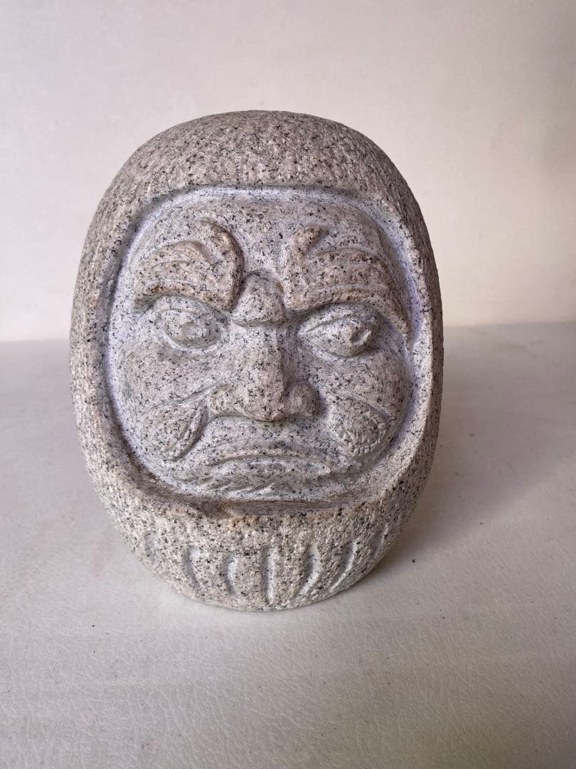 だるま石　御影石　達磨　だるま　ダルマ　置物　彫刻　縁起物　骨董　オブジェ