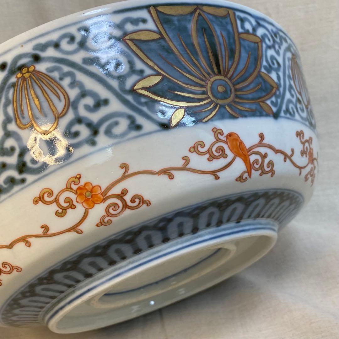 伊万里　古伊万里　大聖寺伊万里　大鉢　花鳥文　金襴手　色絵