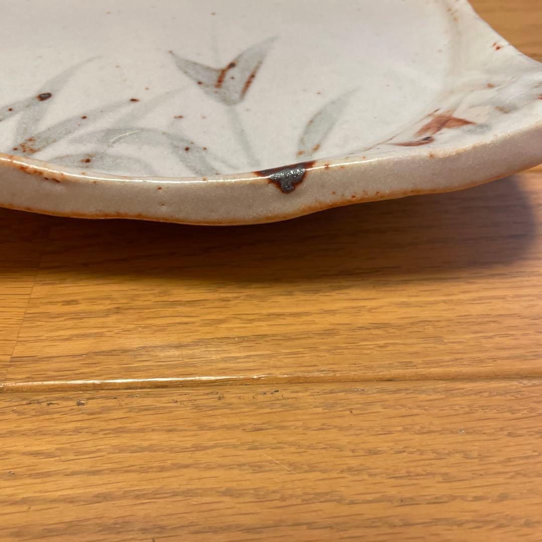 仙山窯 安藤日出武 作 絵志野 平皿 幅約20cm 丸皿約19cm 共箱付
