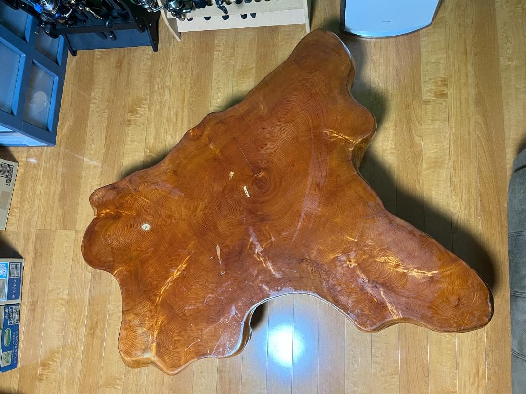 【天然木 一枚板】欅 ケヤキ テーブル 光沢仕上げ 140×70cm 60kg