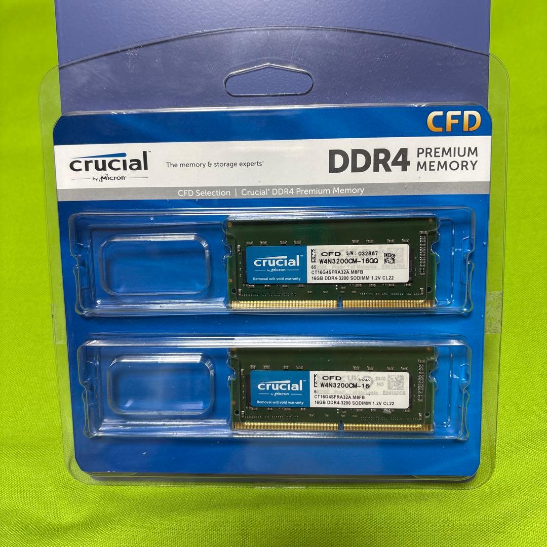 Crueial DDR4-3200 16GB×2枚 SODIMMメモリ