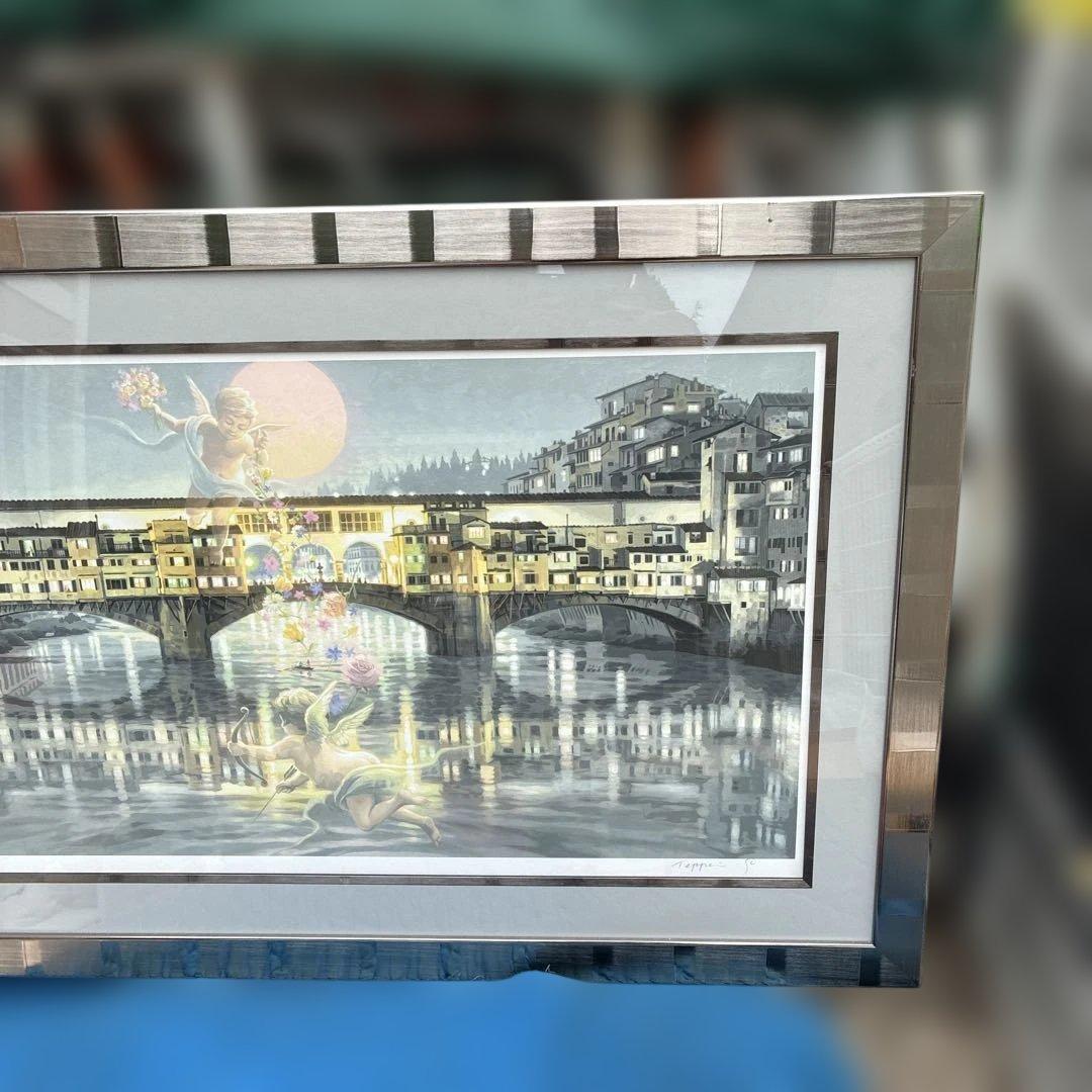 ‼️真作‼️笹倉鉄平　祝福　シルクスクリーン199／285額装、絵画、風景画、版画