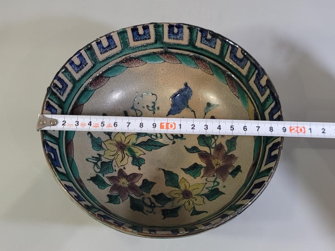 古九谷 花草模様 碗 時代物 DT248