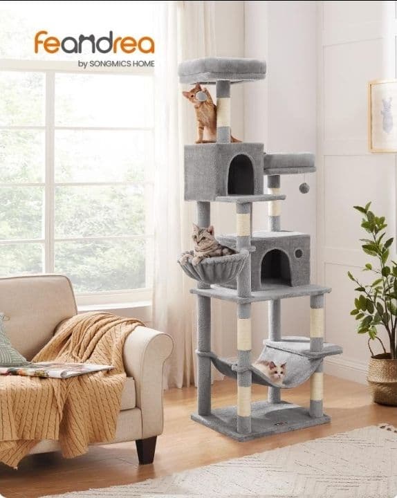 キャットタワー 多頭飼い 大型猫用 据え置き ハンモック 高さ199CM