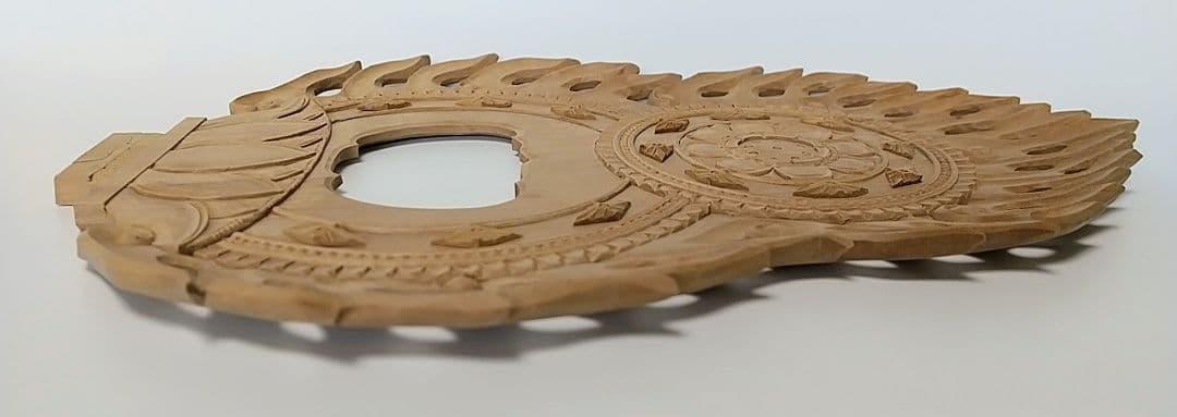 光背(4.5寸坐像用)#419 透し彫 火焔 ◆白檀 木彫 仏像付属品