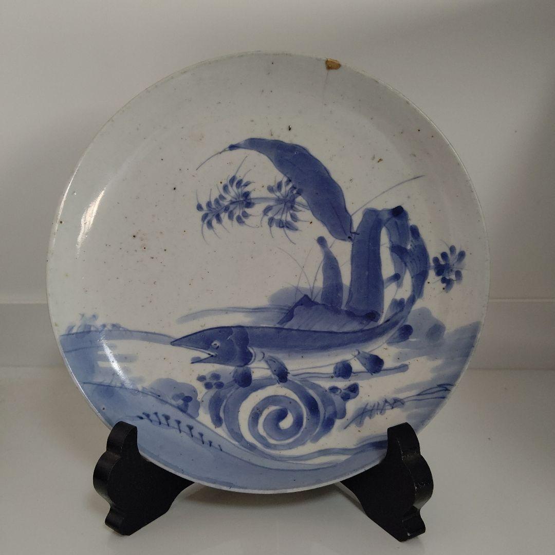 古伊万里 染付 鮎図 皿