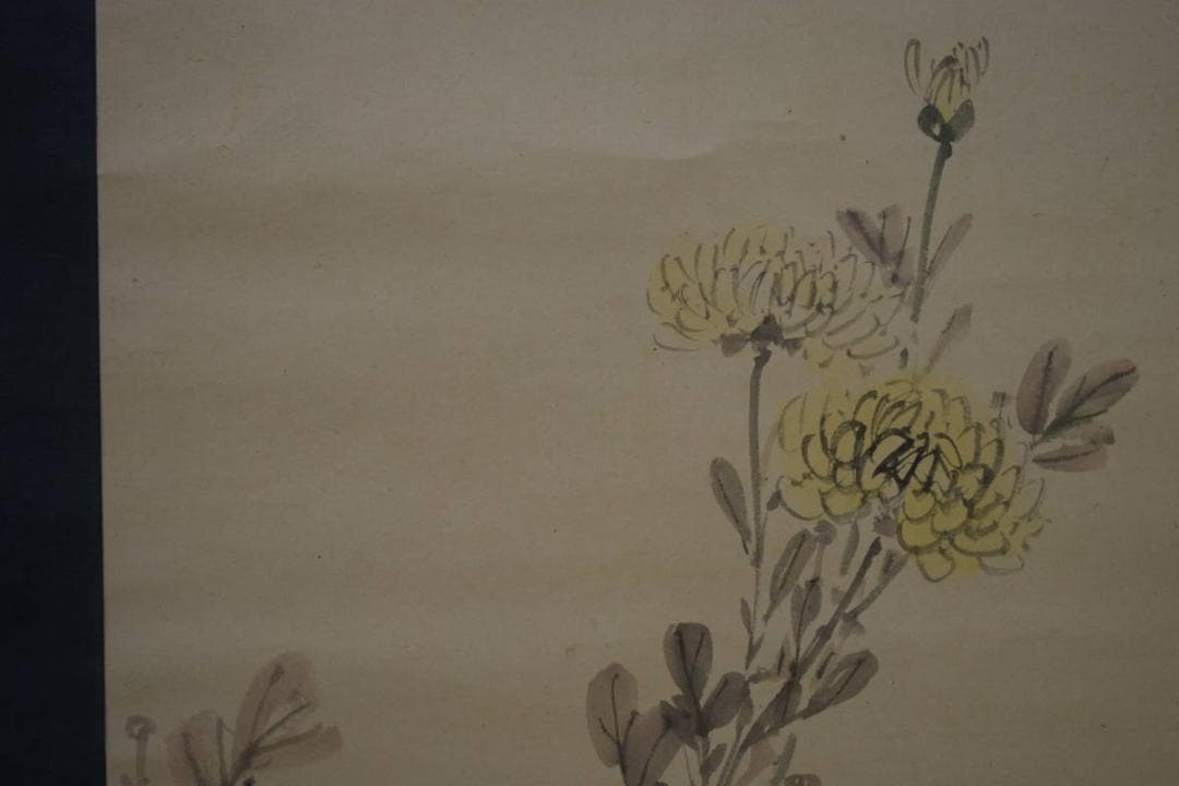 真作/古市金峨/双鶏図/絹表装/布袋屋掛軸HH-741