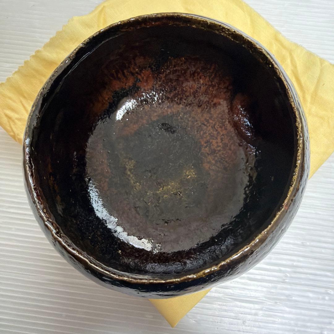 美品★ 佐々木昭楽造 光悦写 黒色 陶器 茶道具 茶碗 抹茶碗 工芸品 骨董品