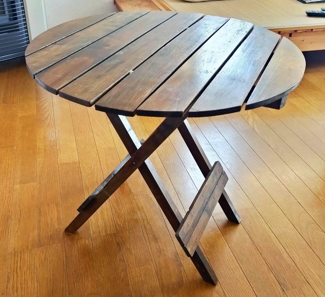 木製折りたたみ円卓 ダークブラウン 直径60cm