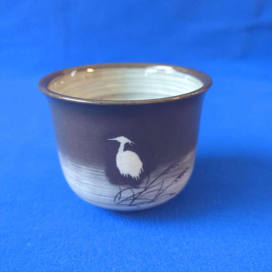 臥牛窯 現川焼 茶器セット 無形文化財指定　十三代横石臥牛　刷毛白鷺図