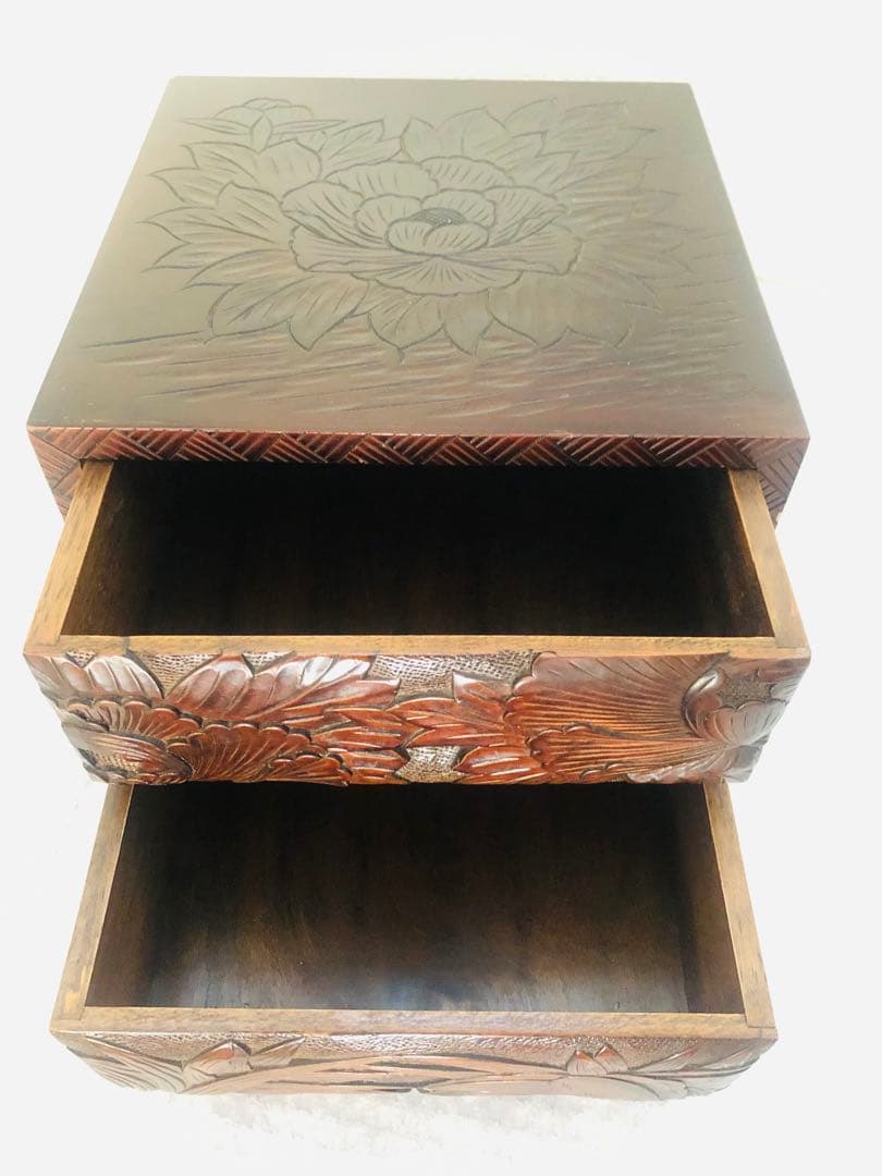 ￼日光彫 二段小引き出し