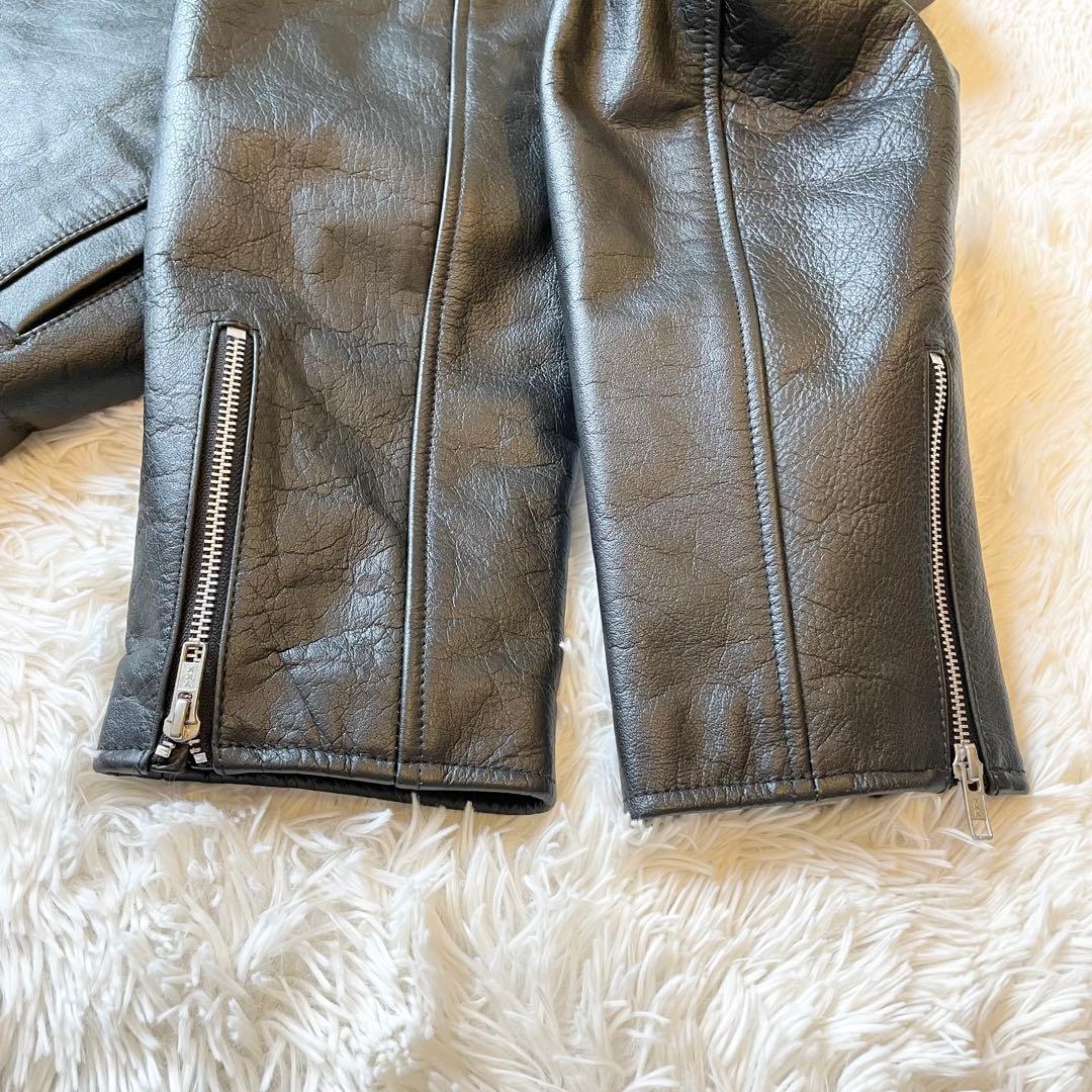 良品★ホーンワークス シングル ライダース ジャケット 7L 大きい ブラック