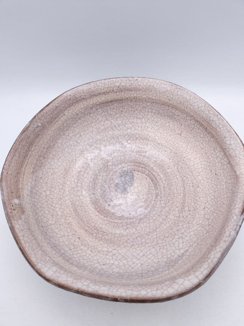 c669 菓子器 萩 六角刷毛目 岡田裕 木箱 茶道具 古物