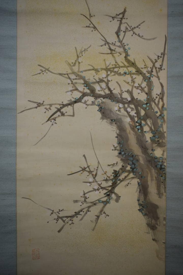 真作/浄土真宗/西本願寺/津田白印/寒梅画賛/布袋屋掛軸HG-378