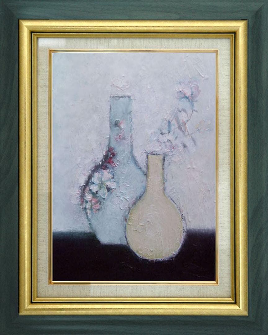 油絵 菅家令子 絵 絵画 インテリア uF6-111102 花と花びん