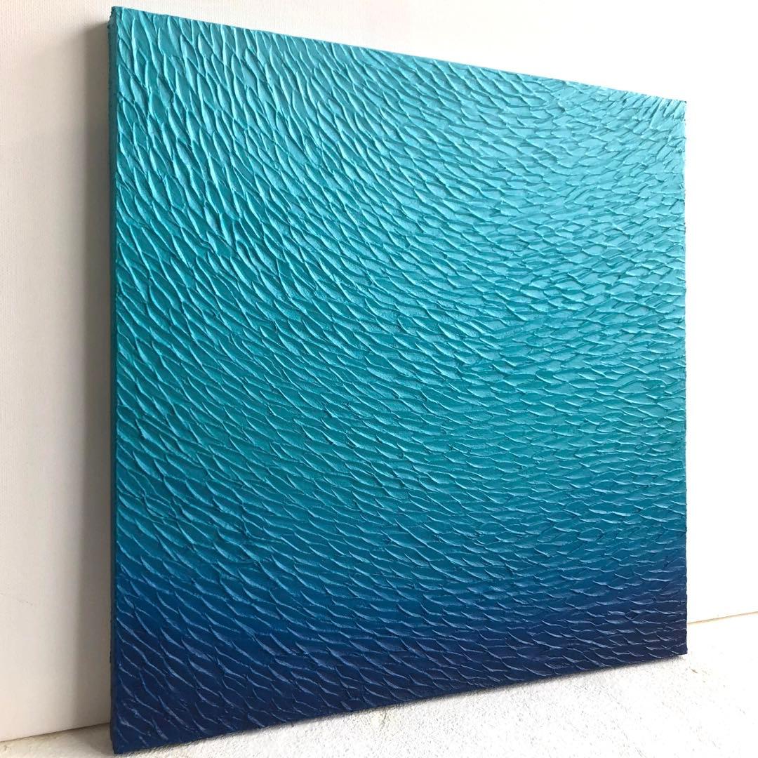 テクスチャーアート・海＊スクエアキャンバスアクリル画抽象画オーシャン青絵画原画