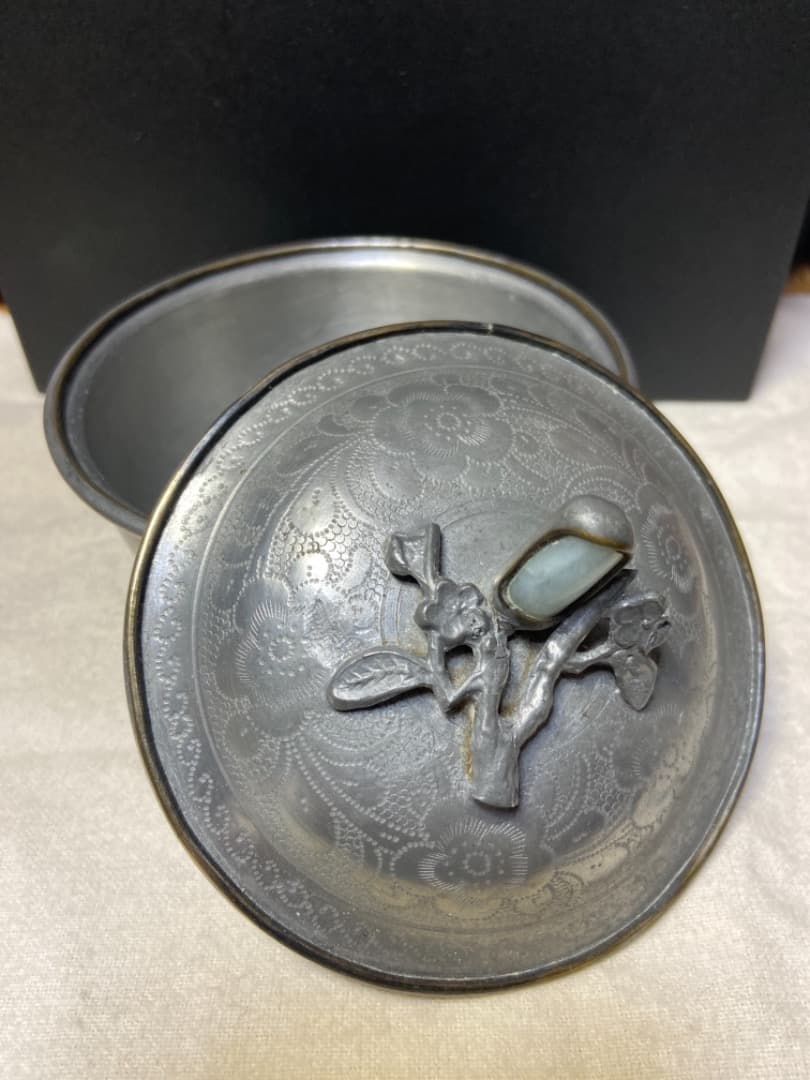 正点銅　茶入/茶筒　茶壺　本錫製　中国古玩/ 裏千家茶道具煎茶