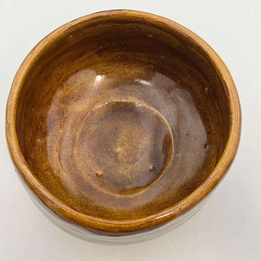 大樋焼 年郎 茶碗 茶道具 半筒茶碗 飴色 飴釉 抹茶 抹茶椀 10.5×高7