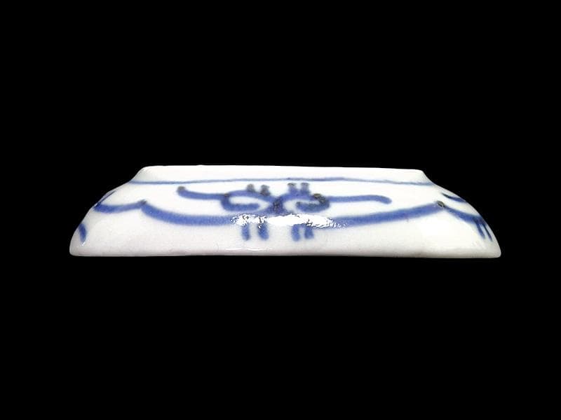 古伊万里　染付　蛸唐草の図　楕円豆皿　珍品　E498AS-CTw