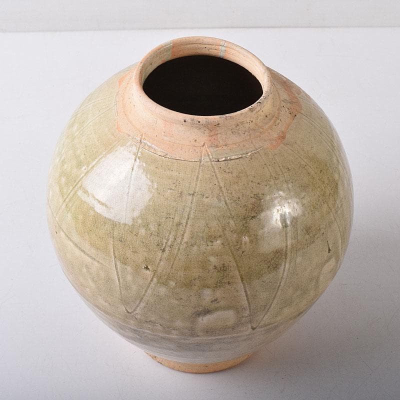タイ古陶磁　スンコロク　宋胡録　刻線文壷　C　R8477H