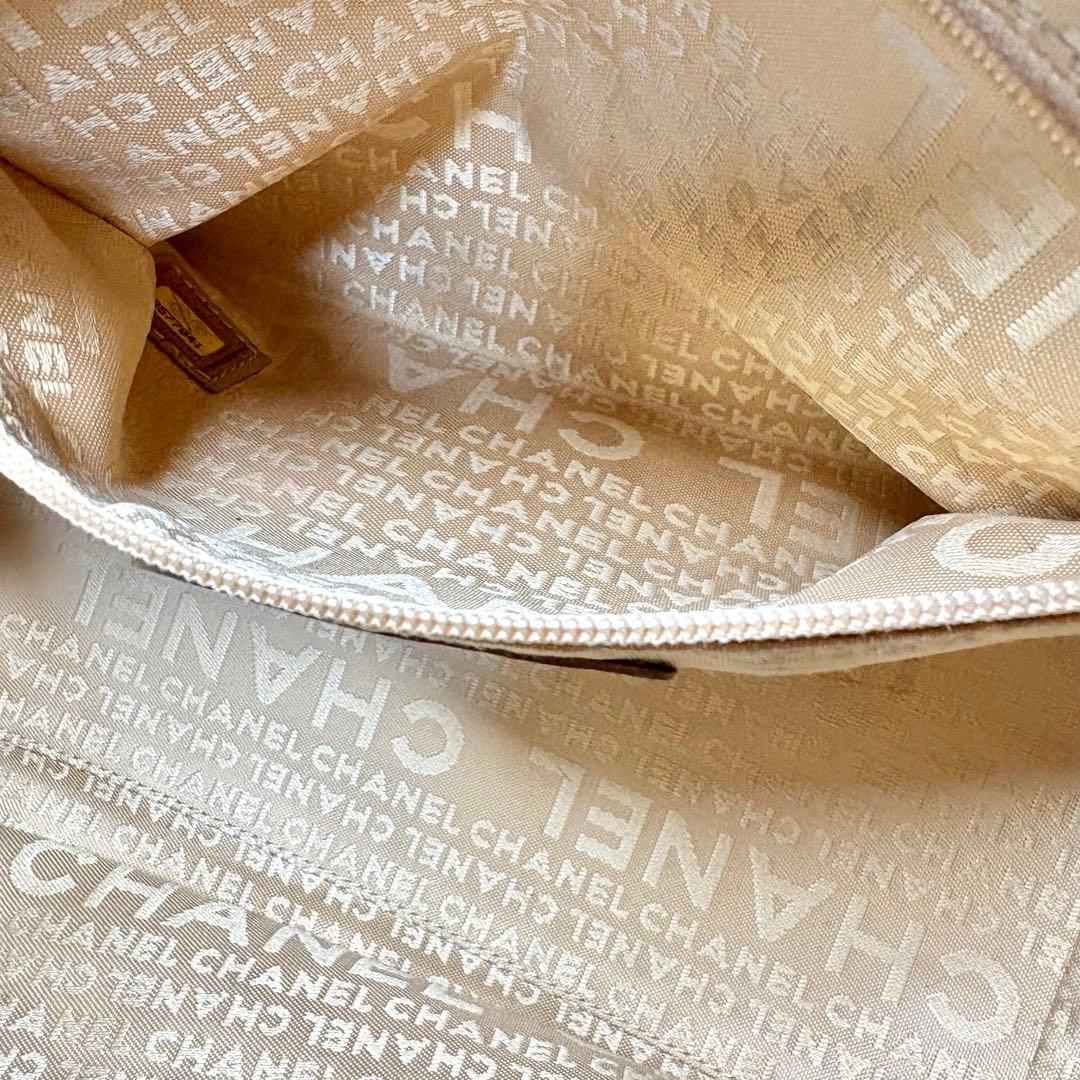 10万→♡シャネル パンチング ハンドバッグ ベージュ キャビアスキン デカココ