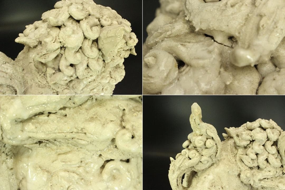 古美術 古萩 獅子 置物 時代物(A676)