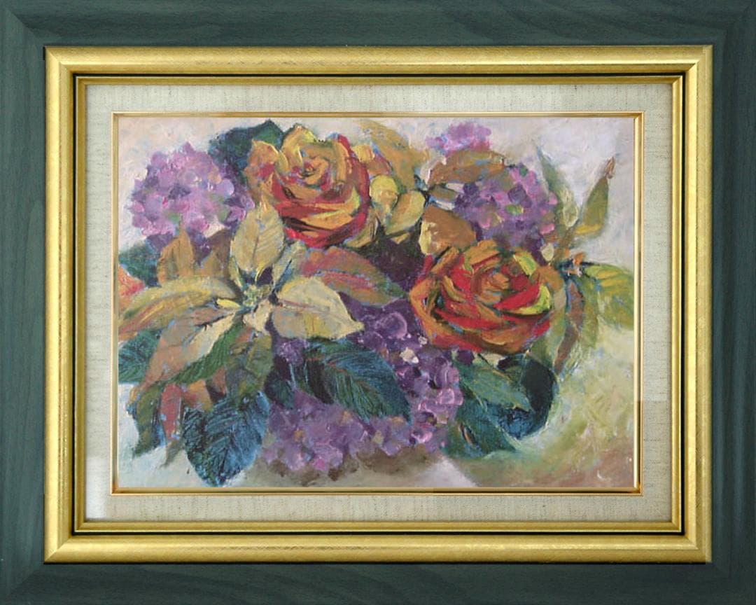 油絵 菅家令子 絵 絵画 インテリア uF6-110202 花