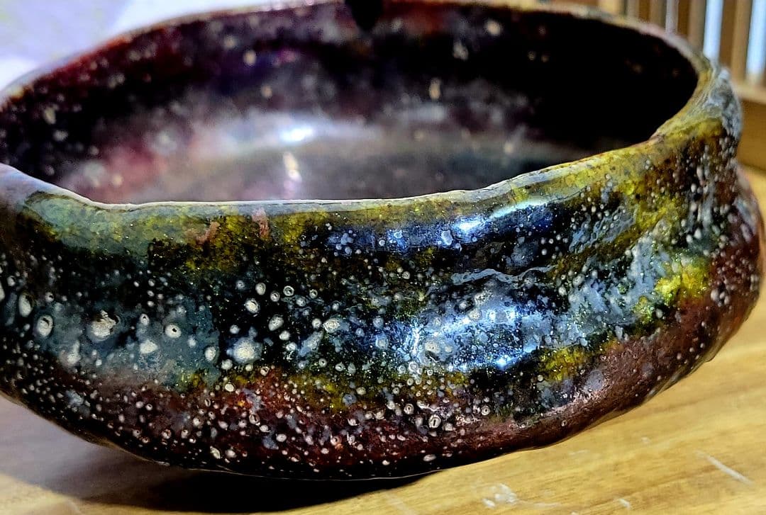 茶道具　神懸焼　馬盥形　お茶碗　明治時代初期　楽焼　骨董品、美術品