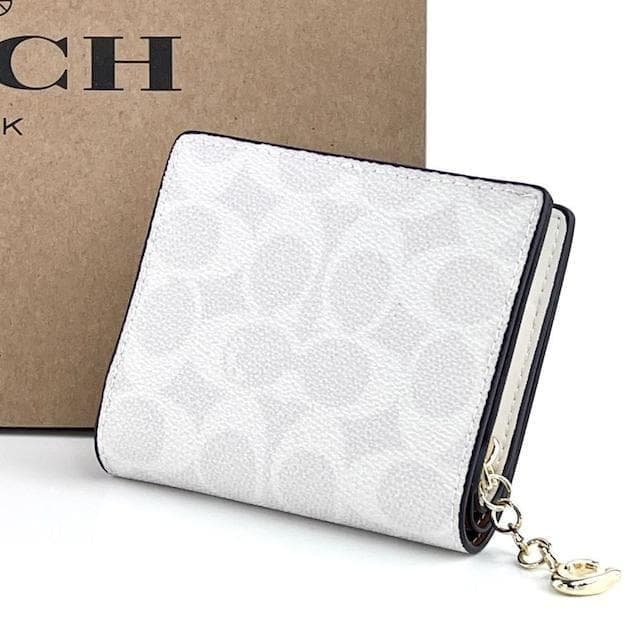 【新品】COACH コーチ 財布 2つ折り ホワイト ゴールド